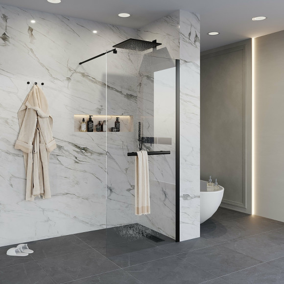 Душевая перегородка Niagara Nova 100 NG-681-10BLACK профиль Черный стекло прозрачное Душевая перегородка Niagara Nova 100 NG-681-10BLACK профиль Черный стекло прозрачное