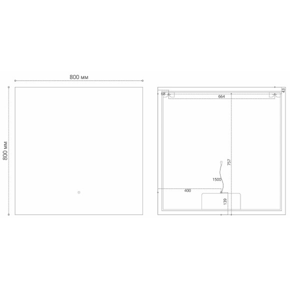 Зеркало Grossman Pragma-норма Black 80 1880802 с подсветкой Черное с сенсорным выключателем и подогревом