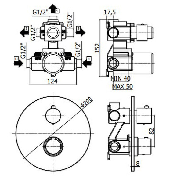 Смеситель для душа Paffoni Light LIQ019HGSP с термостатом Золото медовое брашированное