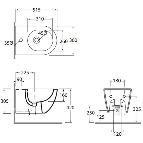 Биде Azzurra Comoda CMBIS000000MBI/(COM 500/SOSP bi)*1 подвесное Белое Биде Azzurra Comoda CMBIS000000MBI/(COM 500/SOSP bi)*1 подвесное Белое