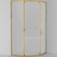 Душевой уголок Cezares Relax-304 100x100 RELAX-304-P-1-100-C-BORO профиль Брашированное золото стекло прозрачное