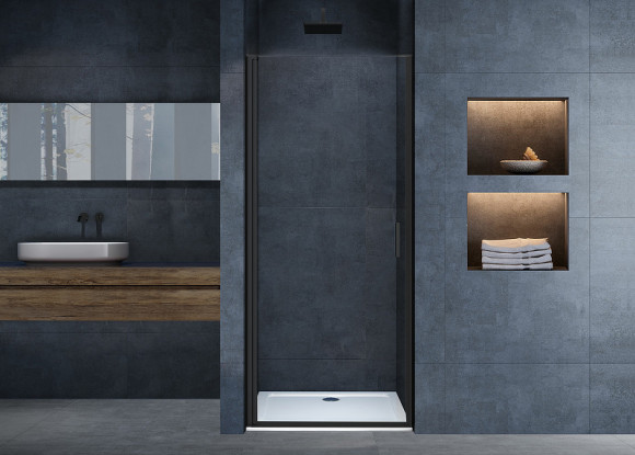 Душевая дверь Vincea Alpha 80 VDP-3AL800CLB профиль Черный стекло прозрачное