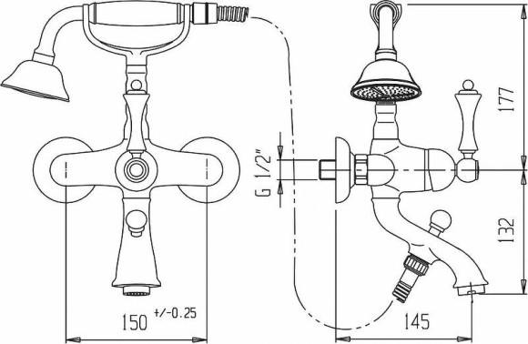 Смеситель для ванны Cezares Margot MARGOT-VDM-01-Bi Хром