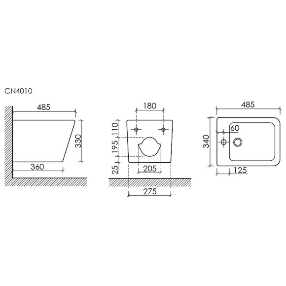Биде Ceramicanova Union CN4010 подвесное Белое Биде Ceramicanova Union CN4010 подвесное Белое