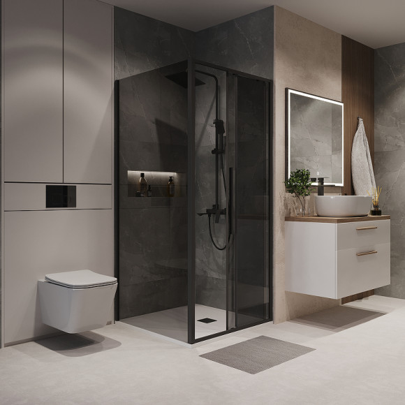 Душевой уголок Niagara Nova 90х90 NG-85-9TB-TB90-34 профиль Черный матовый стекло тонированное Душевой уголок Niagara Nova 90х90 NG-85-9TB-TB90-34 профиль Черный матовый стекло тонированное