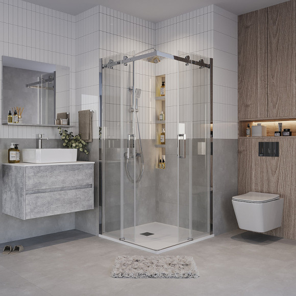 Душевой уголок Grossman Classic 80х80 300.K33.04.8080.10.00 профиль Хром стекло прозрачное Душевой уголок Grossman Classic 80х80 300.K33.04.8080.10.00 профиль Хром стекло прозрачное