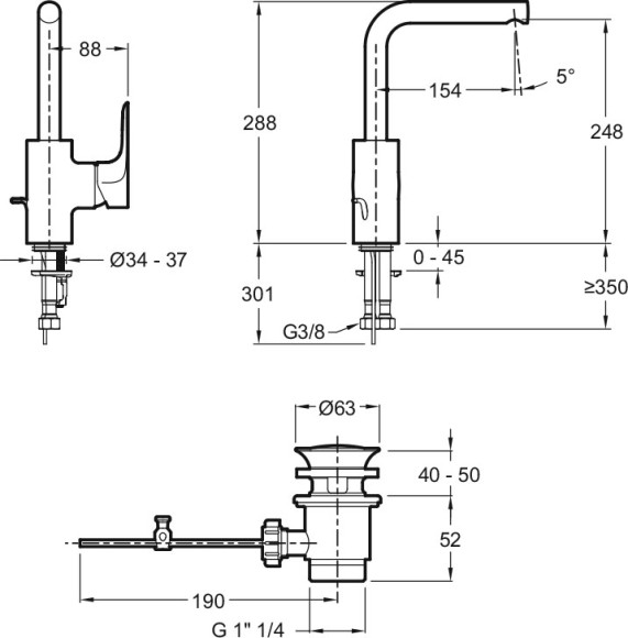 Смеситель для раковины Jacob Delafon Aleo E72278-CP Хром