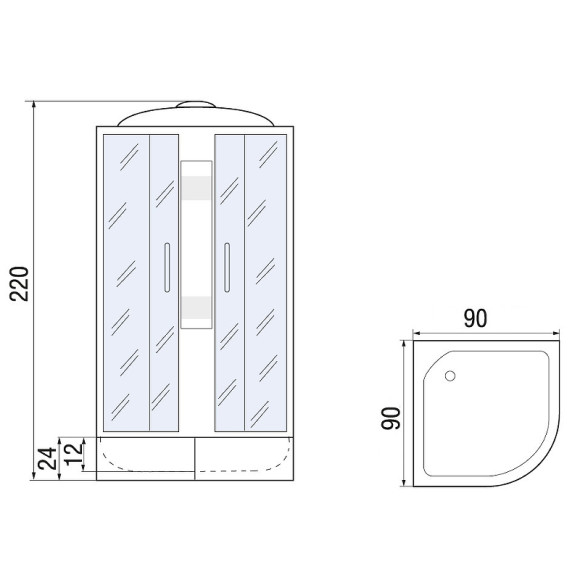 Душевая кабина River Nara Light XL 90x90 МТ 10000006220 с поддоном Душевая кабина River Nara Light XL 90x90 МТ 10000006220 с поддоном