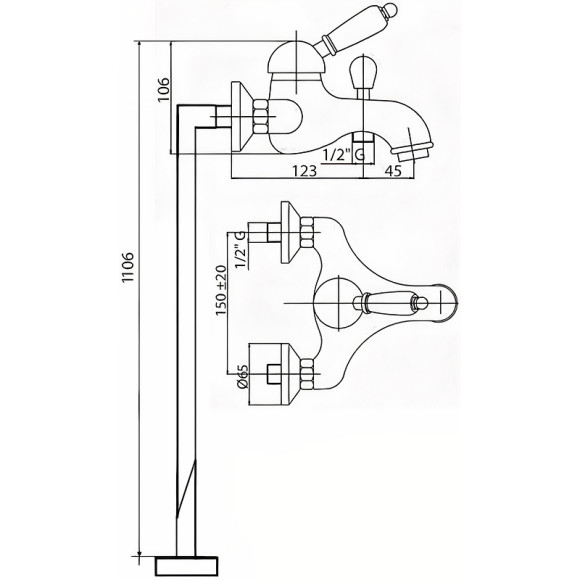Смеситель для ванны Cezares Elite ELITE-VDPM-02-Nc Бронза Смеситель для ванны Cezares Elite ELITE-VDPM-02-Nc Бронза