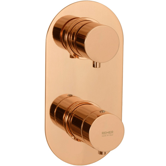 Смеситель для душа Remer Minimal Thermo NT92KBRL с термостатом Медь глянцевая