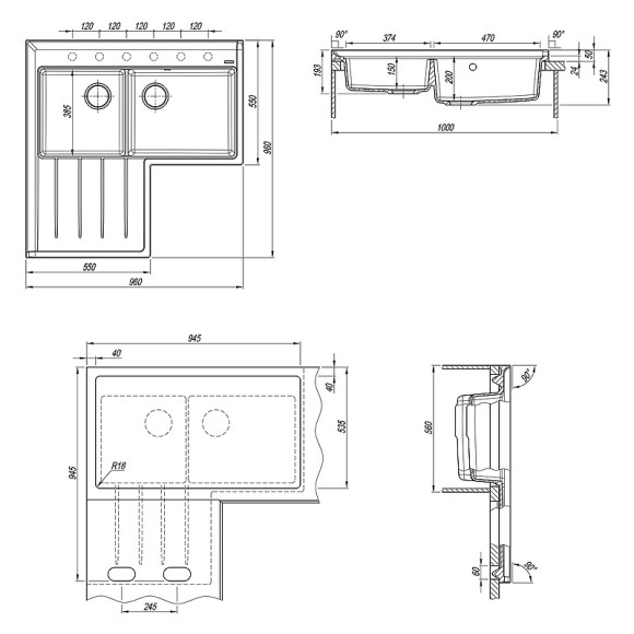 Кухонная мойка Florentina Адрия-960 20.380.L0960.201 Жасмин Кухонная мойка Florentina Адрия-960 20.380.L0960.201 Жасмин