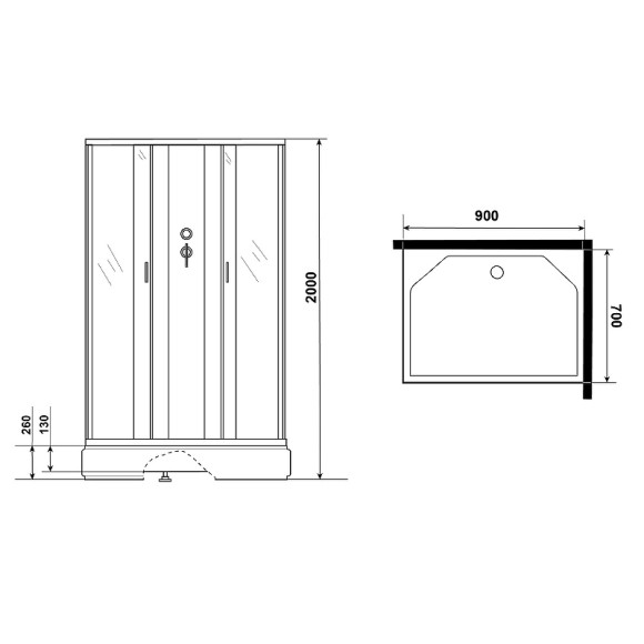 Душевая кабина Niagara Classic 90x70 NG-33974-14QBK без гидромассажа