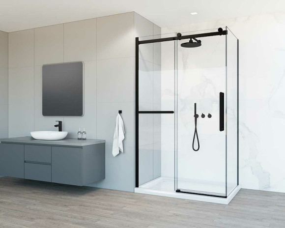 Душевой уголок Vincea Como Soft 120x80 VSR-1CS8012CLB профиль Черный стекло прозрачное