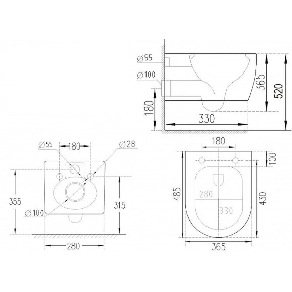 Унитаз биде Esbano Teruel-WBN ESWBTERUWN подвесной с сиденьем Микролифт