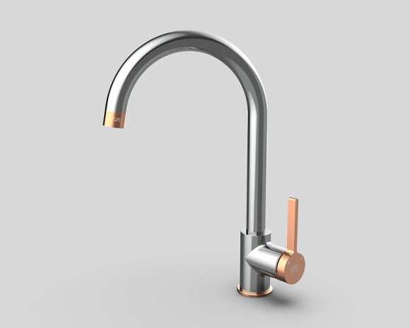 Смеситель для кухни GPD Gildo MTE165-K-R Хром Розовое золото Смеситель для кухни GPD Gildo MTE165-K-R Хром Розовое золото