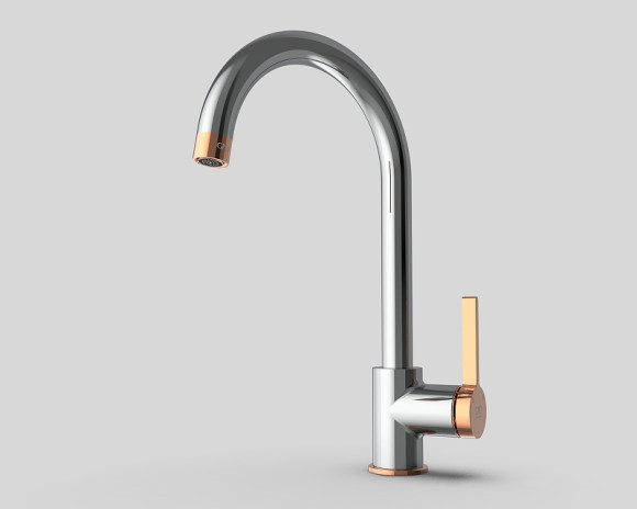 Смеситель для кухни GPD Gildo MTE165-K-R Хром Розовое золото Смеситель для кухни GPD Gildo MTE165-K-R Хром Розовое золото