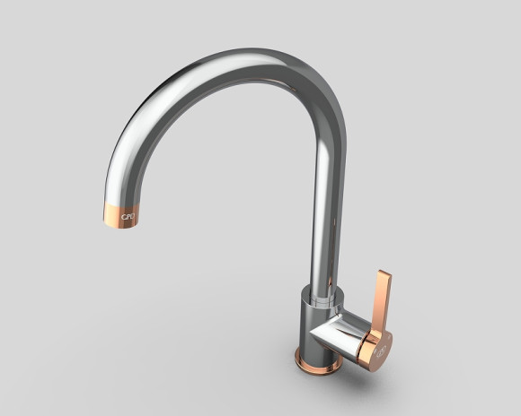 Смеситель для кухни GPD Gildo MTE165-K-R Хром Розовое золото Смеситель для кухни GPD Gildo MTE165-K-R Хром Розовое золото