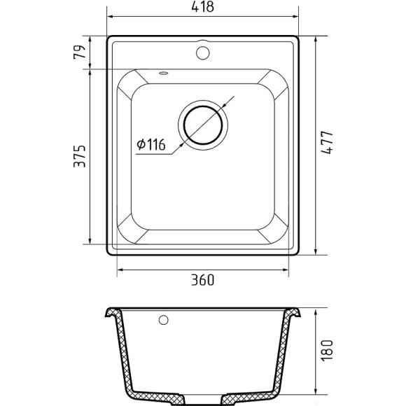 Кухонная мойка GranFest Quarz GF-Z17 Темно-серая