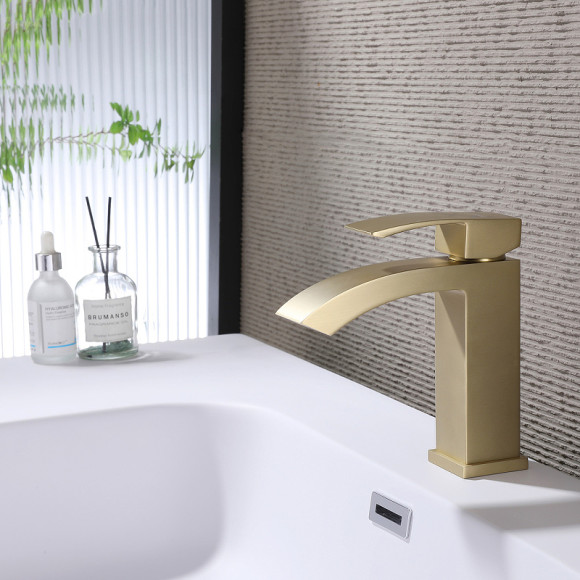 Смеситель для раковины Abber Wasserfall AF8610G Золото матовое Смеситель для раковины Abber Wasserfall AF8610G Золото матовое