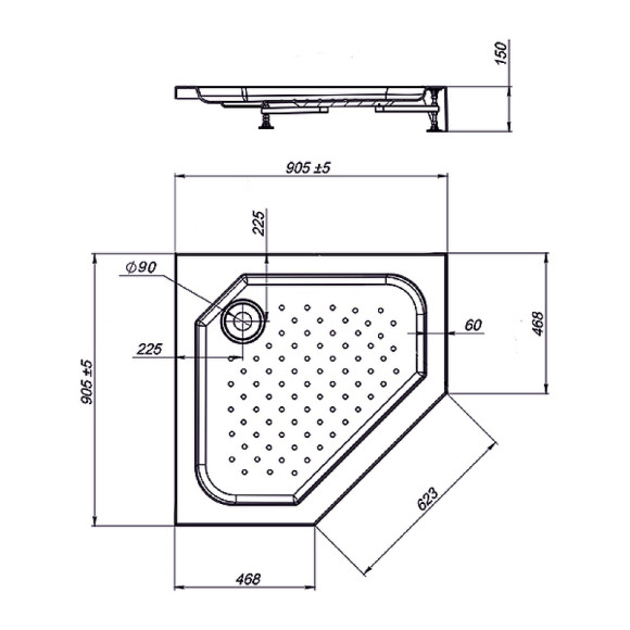 Акриловый поддон для душа Vincea VST-3AP-9090 90x90 с антискользящим покрытием Акриловый поддон для душа Vincea VST-3AP-9090 90x90 с антискользящим покрытием