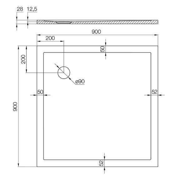 Душевой поддон из искусственного камня Aquaton Калифорния М 90x90 1A737536CA010 Белый
