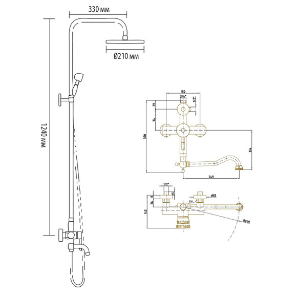 Душевая система Bronze de Luxe Windsor 10120DF/1 Бронза Душевая система Bronze de Luxe Windsor 10120DF/1 Бронза