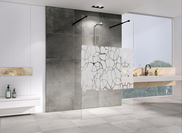 Душевая перегородка Abber Immer Offen 100 AG68100BF8 профиль Черный стекло прозрачное с рисунком