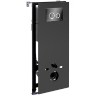 Инсталляция WasserKRAFT Abens 20TLT.010.ME.BL.PB01 для унитаза Черное стекло с Черной глянцевой клавишей смыва