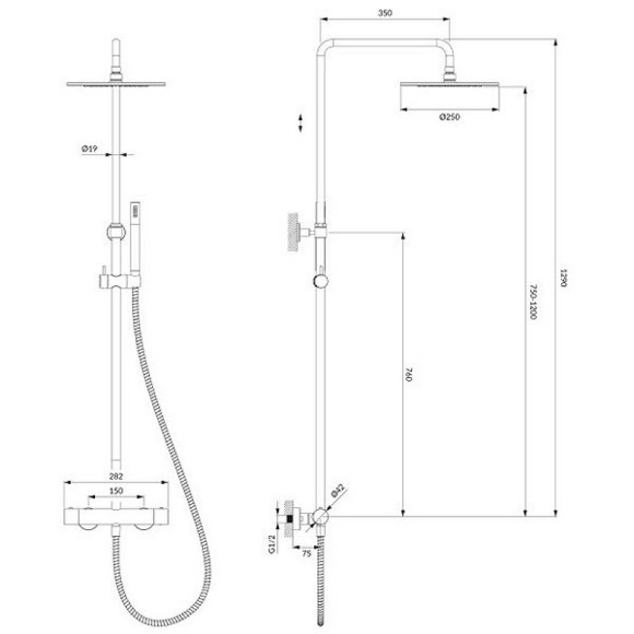 Душевая система Omnires Y1244SUGL с термостатом Золото Душевая система Omnires Y1244SUGL с термостатом Золото