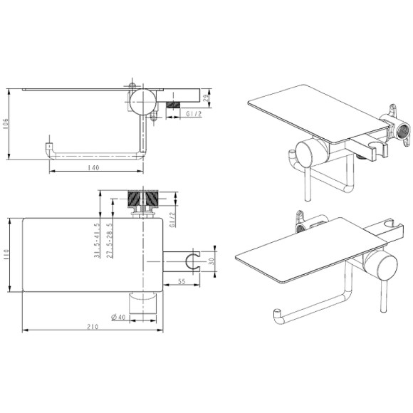 Гигиенический душ со смесителем Bronze de Luxe Scandi 708/1BR Бронза