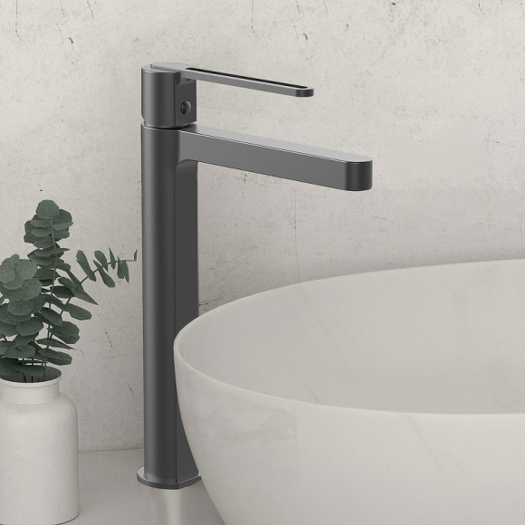 Смеситель для раковины Vincea Rondo VBF-1R2GM Вороненая сталь