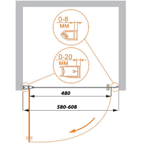 Душевая дверь Cezares Elena 60 L ELENA-W-B-1-60-P-Cr-L профиль Хром стекло рифленое Душевая дверь Cezares Elena 60 L ELENA-W-B-1-60-P-Cr-L профиль Хром стекло рифленое