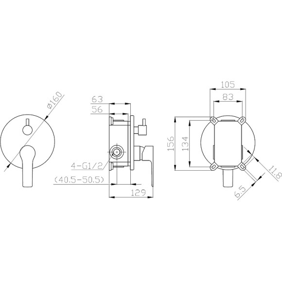 Смеситель для душа ESKO Singapore Black SB 83-2 Черный матовый