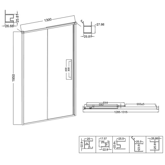 Душевая дверь Niagara Nova 130 NG-64-13A профиль Хром стекло прозрачное Душевая дверь Niagara Nova 130 NG-64-13A профиль Хром стекло прозрачное