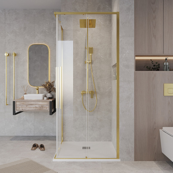 Душевой уголок Grossman Galaxy 70х70 300.K33.01.7070.32.00 профиль Золото сатин стекло прозрачное Душевой уголок Grossman Galaxy 70х70 300.K33.01.7070.32.00 профиль Золото сатин стекло прозрачное