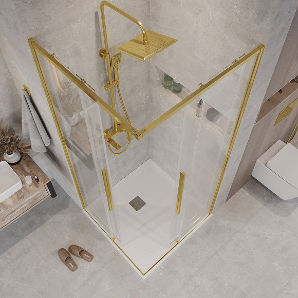 Душевой уголок Grossman Galaxy 70х70 300.K33.01.7070.32.00 профиль Золото сатин стекло прозрачное Душевой уголок Grossman Galaxy 70х70 300.K33.01.7070.32.00 профиль Золото сатин стекло прозрачное