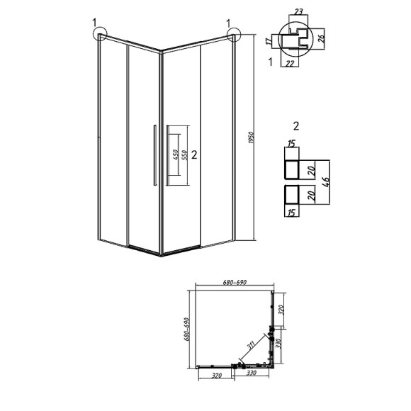 Душевой уголок Grossman Galaxy 70х70 300.K33.01.7070.32.00 профиль Золото сатин стекло прозрачное Душевой уголок Grossman Galaxy 70х70 300.K33.01.7070.32.00 профиль Золото сатин стекло прозрачное
