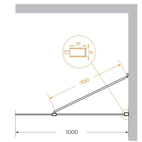 Душевая перегородка Cezares Liberta 100 LIBERTA-L-1-TB-100-GR-NERO профиль Черный матовый стекло серое
