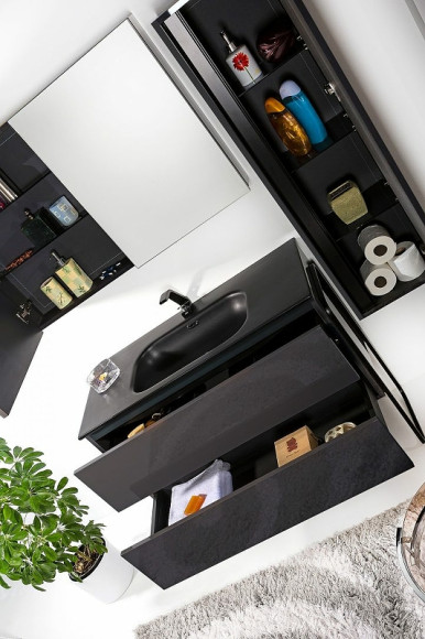 Шкаф пенал Boheme Armadi Art Vallessi 35 836-A glossy подвесной Антрацит глянец