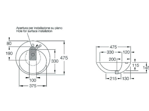 Раковина Hatria Happy Hour 47 Y0M601 Белая