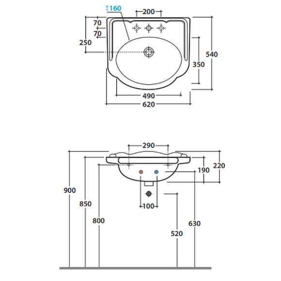 Раковина Globo Paestum 62 PA057.BI*1 Белая Раковина Globo Paestum 62 PA057.BI*1 Белая