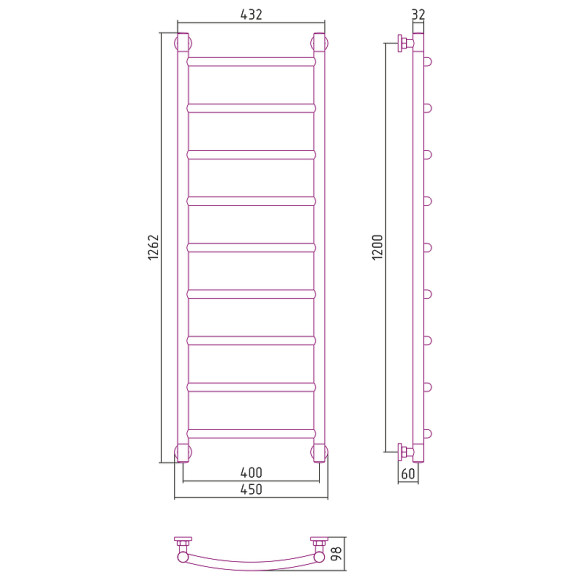Водяной полотенцесушитель Сунержа Галант+ 1200х400 31-0200-1240 Черный матовый Водяной полотенцесушитель Сунержа Галант+ 1200х400 31-0200-1240 Черный матовый