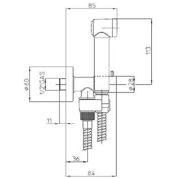 Гигиенический душ Bossini Talita Gom E57005B.030 Хром Гигиенический душ Bossini Talita Gom E57005B.030 Хром