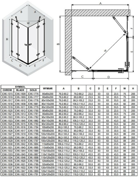 Душевой уголок New Trendy Avexa Black 100x120 EXK-1619 профиль Черный стекло прозрачное Душевой уголок New Trendy Avexa Black 100x120 EXK-1619 профиль Черный стекло прозрачное