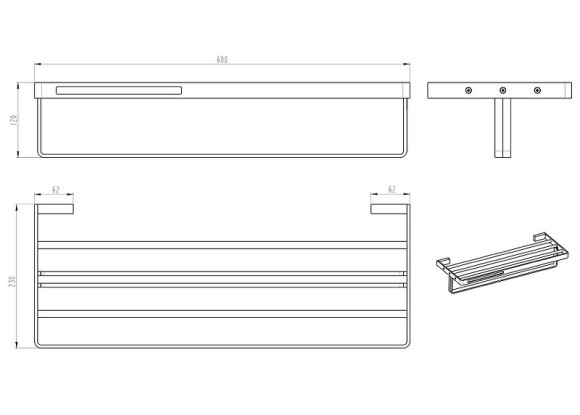 Полка для полотенец Boheme Q 10947-SGM Оружейная сталь глянцевая