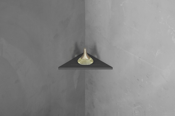 Полка из искусственного камня Abber Stein AS1652LMB угловая Черная матовая Полка из искусственного камня Abber Stein AS1652LMB угловая Черная матовая