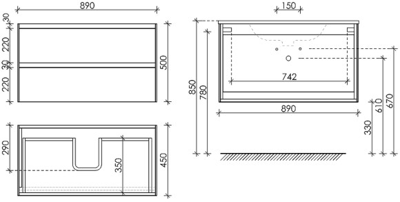 Тумба под раковину Sancos Cento 90 CN90W подвесная Белый глянец Тумба под раковину Sancos Cento 90 CN90W подвесная Белый глянец