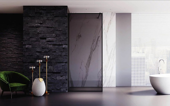 Душевая перегородка Veconi Korato KR-81BT 90 KR81BT-90-05-C4 профиль Черный матовый стекло тонированное