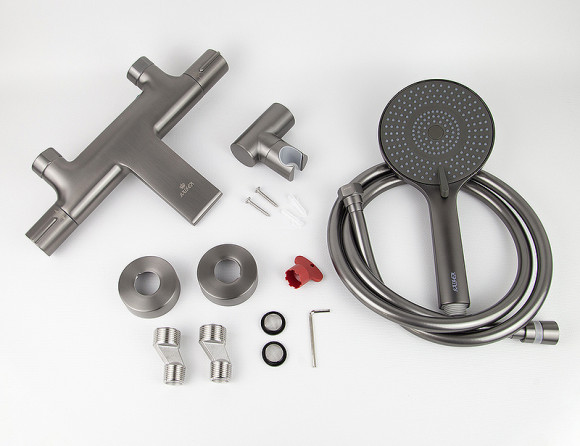 Смеситель для ванны Kaiser Serio 05322-15 с термостатом Вороненая сталь