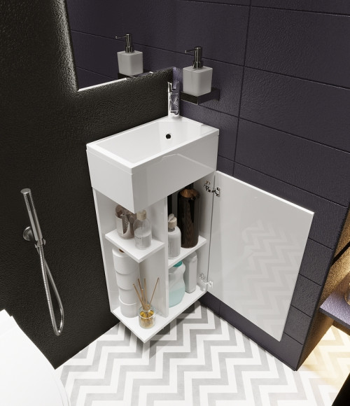 Тумба с раковиной 1MarKa Laura 40П R У85924 подвесная Белый глянец